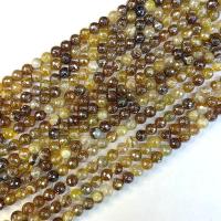 Natürliche Streifen Achat Perlen, rund, poliert, DIY & verschiedene Größen vorhanden, braun, Länge:ca. 38 cm, verkauft von Strang