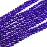Single Gemstone Beads, Jade, Round, polished, DIY purple Approx 38 cm 