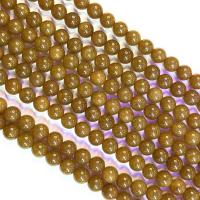 Single Gemstone Beads, Jade, Round, polished, DIY khaki Approx 38 cm 