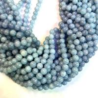 Single Gemstone Beads, Jade, Round, DIY skyblue Approx 38 cm 
