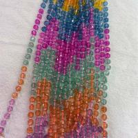 Vernickelt Glasperlen, Glas, Vieleck, DIY & verschiedene Größen vorhanden & facettierte, gemischte Farben, Länge:ca. 38 cm, verkauft von Strang
