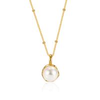 Sterling Silver Pearl Necklace, 925 Sterling Silver, with Freshwater Pearl, with 1.97inch extender chain, plated, fashion jewelry & for woman Approx 15.74 Inch 
