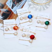 Hair Slide, Zinc Alloy, with Acetate & Plastic Pearl, gold color plated, for woman 