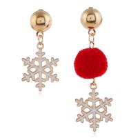 Christmas Earrings, Zinc Alloy, with Cloth, gold color plated, Christmas Design & for woman & enamel 