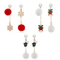 Christmas Earrings, Zinc Alloy, gold color plated, Christmas Design & for woman & enamel & with rhinestone 