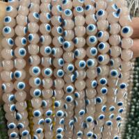Mode Evil Eye Perlen, Porzellan, rund, DIY, keine, 8mm, Länge:ca. 38 cm, 46PCs/Strang, verkauft von Strang