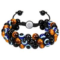 Evil Eye Jewelry Bracelet, Natural Stone, handmade, three layers & Adjustable & fashion jewelry & Unisex Approx 6.9-11.8 Inch 