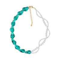 Collier en Murano bijoux, laiton, avec chalumeau & perle de verre, avec 7.5cm chaînes de rallonge, Plaqué or 18K, bijoux de mode & pour femme, plus de couleurs à choisir Environ 40 cm, Vendu par PC[