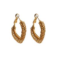 Messing Tropfen Ohrring, 18K vergoldet, Modeschmuck & für Frau, goldfarben, 37x33mm, verkauft von Paar