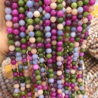 Einzelne Edelstein Perlen, Jade, rund, DIY & verschiedene Größen vorhanden, gemischte Farben, Länge:ca. 38 cm, verkauft von Strang