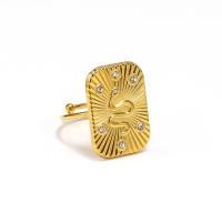 Титан Сталь палец кольцо, титан, 18K позолоченный, ювелирные изделия моды & Женский & со стразами, Золотой, ring width 21mm, продается PC
