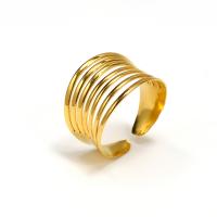 Anillo de dedo de acero Titanium de, Partículas de acero, 18K chapado en oro, Joyería & para mujer, dorado, ring width 15.5mm, Vendido por UD