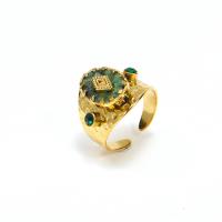 Титан Сталь палец кольцо, титан, с Африканская бирюза, вакуумное ионное покрытие, ювелирные изделия моды & Женский, Золотой, ring width 19mm, продается PC