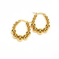 Stainless Steel Hoop Earring, Titanium Steel, 18K gold plated, fashion jewelry & for woman, golden 
