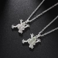 Rhinestone Zinc Alloy Necklace, with 5cm extender chain, Frog, plated, fashion jewelry & Unisex & with rhinestone Approx 45 cm 