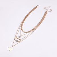 Zinc Alloy Necklace, with 10cm extender chain, plated, three layers & fashion jewelry & for woman, gold Approx 37 cm 