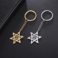 Stainless Steel Key Chain, 304 Stainless Steel, Hexagram, plated, Unisex & hollow 