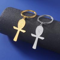 Stainless Steel Key Chain, 304 Stainless Steel, Cross, plated, Unisex 