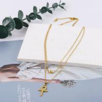 Stainless Steel Jewelry Necklace, 304 Stainless Steel, with 5cm extender chain, Cross, Double Layer & fashion jewelry & Unisex, golden Approx 40 cm, Approx 45 cm 