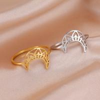 Stainless Steel Finger Ring, 304 Stainless Steel, Moon, plated, fashion jewelry & for woman & hollow .7mm 
