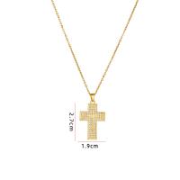 Cubic Zircon Micro Pave Brass Necklace, with 304 Stainless Steel, with 5CM extender chain, Cross, plated & micro pave cubic zirconia & for woman Approx 40 cm 