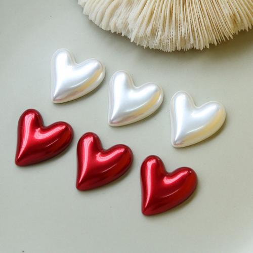 Mobile Phone DIY Decoration, Plastic Pearl, Heart, polished 