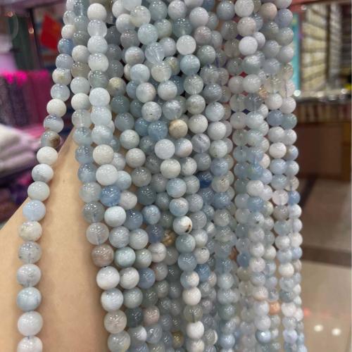 Perles aigue-marine, Rond, DIY & normes différentes pour le choix, bleu de mer Environ 38 cm, Vendu par brin