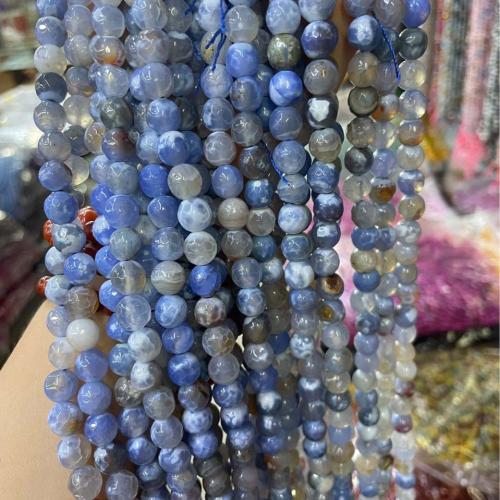 Natürliche Drachen Venen Achat Perlen, Drachenvenen Achat, rund, DIY & verschiedene Größen vorhanden, gemischte Farben, Länge:ca. 38 cm, verkauft von Strang