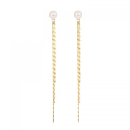 Fashion Fringe Earrings, 925 Sterling Silver, with Shell Pearl, plated, fashion jewelry & for woman 