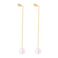 Boucles d'oreilles en acier titane, avec Shell Pearl, Placage ionique sous vide, bijoux de mode & pour femme, doré, Vendu par paire