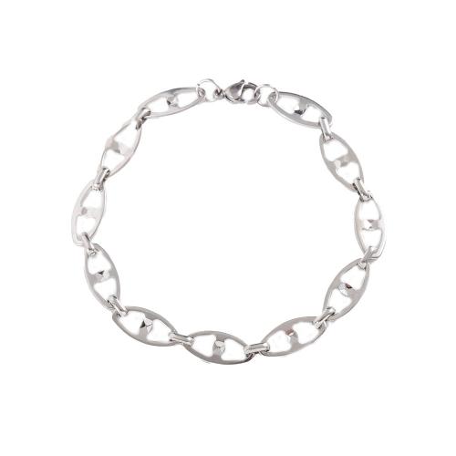 Stainless Steel Chain Bracelets, 304 Stainless Steel, polished, fashion jewelry & Unisex, original color, 7.5mm 