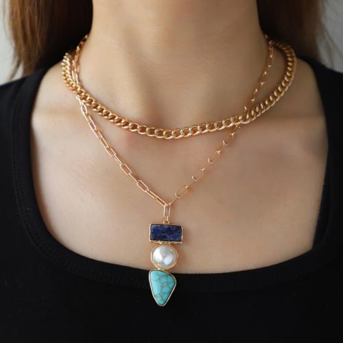 Turquoise Zinc Alloy Jewelry Sets, with turquoise & Plastic Pearl, plated, fashion jewelry 