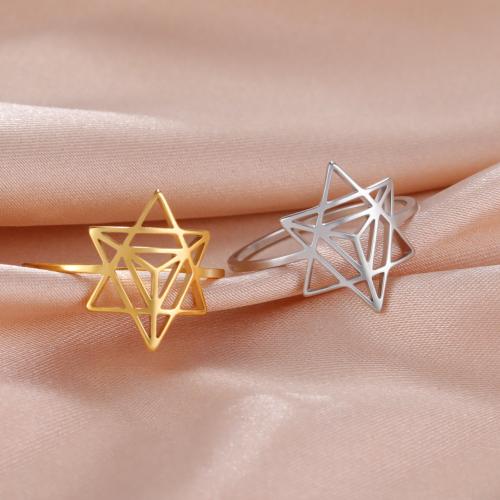 Stainless Steel Finger Ring, 304 Stainless Steel, Hexagram, plated, fashion jewelry & Unisex & hollow .5mm 