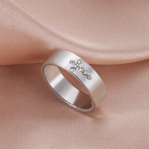 Stainless Steel Finger Ring, 304 Stainless Steel, plated, fashion jewelry & Unisex & with rhinestone, original color mm .3mm 