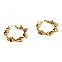 Stainless Steel Leverback Earring, 304 Stainless Steel, plated, for woman, gold, (31mm outside diameter, 7mm line diameter) 