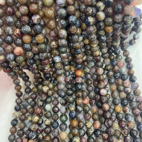 Single Gemstone Beads, Pietersite, Round, DIY mixed colors Approx 38 cm 