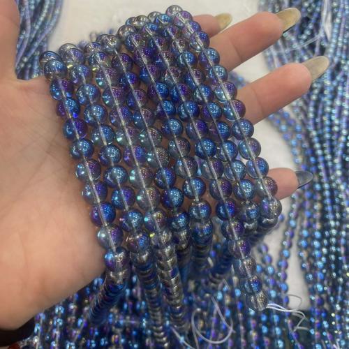 Круглые хрустальные бусины, Кристаллы, Круглая, DIY & разный размер для выбора, переливчатый синий цвет, длина:Приблизительно 38 см, продается Strand