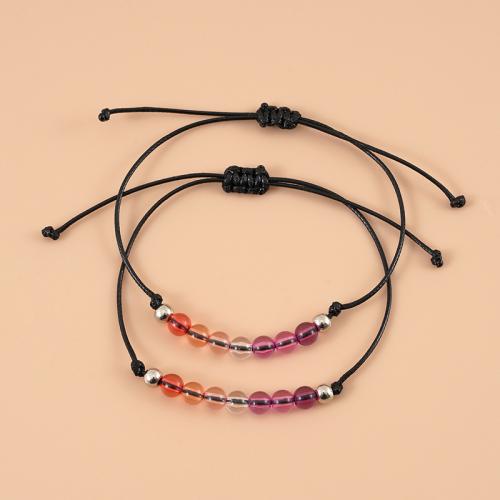 Mode créer Bracelets cordon de cire, Acrylique, avec corde de cire, 2 pièces & Longueur réglable & bijoux de mode & pour femme, violet Environ 16-30 cm, Vendu par fixé