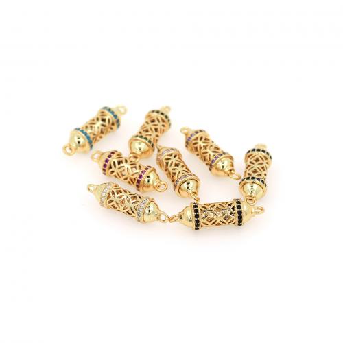 Cubic Zirconia Micro Pave Brass Connector, 18K gold plated, DIY & micro pave cubic zirconia & hollow 