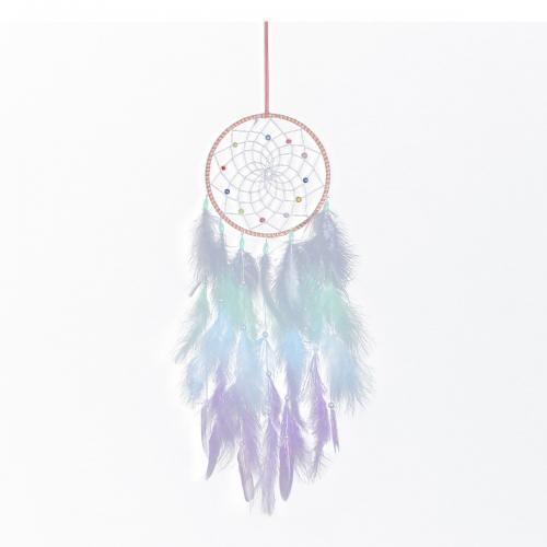 Fashion Dream Catcher, Feather, with Rattan & Nylon, for home and office, mixed colors, 510mm 