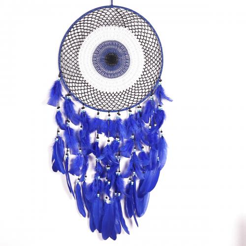Fashion Dream Catcher, Feather, with Rattan & Nylon & Iron, for home and office, blue, 900mm 