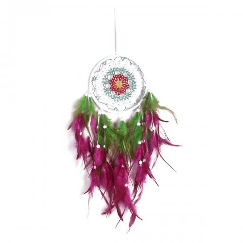 Fashion Dream Catcher, Feather, with Rattan & Nylon & Iron, handmade, for home and office, mixed colors, 460mm 