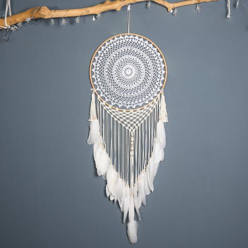 Fashion Dream Catcher, Feather, with Rattan & Nylon & Iron, handmade, for home and office, white, 1100mm 
