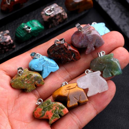 Gemstone ювелирные изделия Кулон, Полудрагоценный камень, с Железо, Заяц, DIY, разноцветный 10ПК/сумка, продается сумка