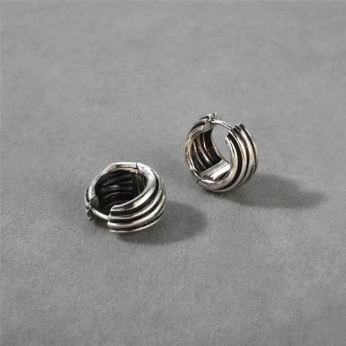 Brass Huggie Hoop Earring, Round, plated, fashion jewelry, silver color 