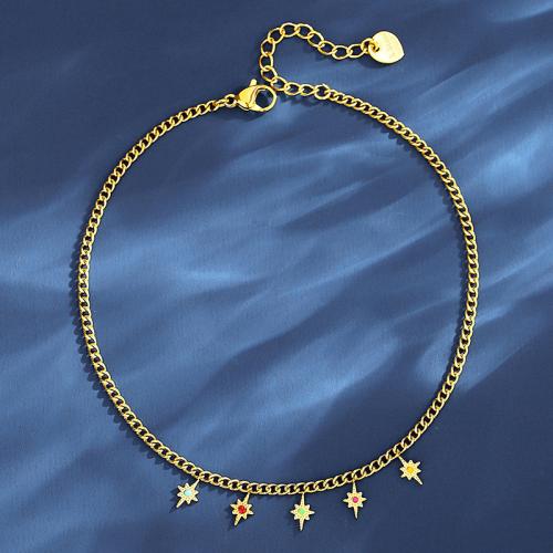 Stainless Steel Anklets Jewelry, Titanium Steel, with 4cm extender chain, Vacuum Ion Plating, fashion jewelry & for woman, gold Approx 22 cm 