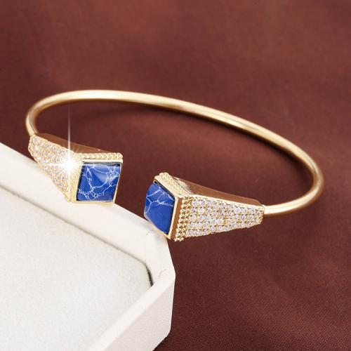 Brass Cuff Bangle, plated, fashion jewelry & micro pave cubic zirconia & for woman 