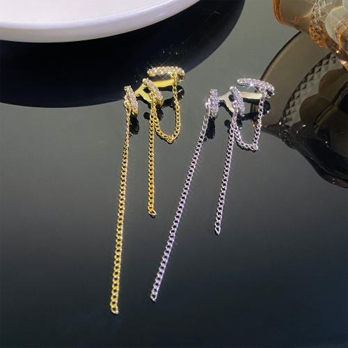 Boucle d'oreille de Clip en alliage de zinc, bijoux de mode & pour femme & avec strass, plus de couleurs à choisir, Vendu par PC