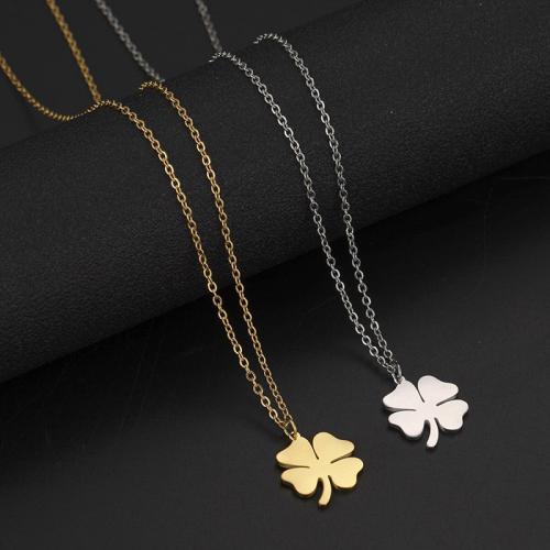 Stainless Steel Jewelry Necklace, 304 Stainless Steel, bracelet & necklace, Four Leaf Clover, plated, 2 pieces & fashion jewelry & for woman 