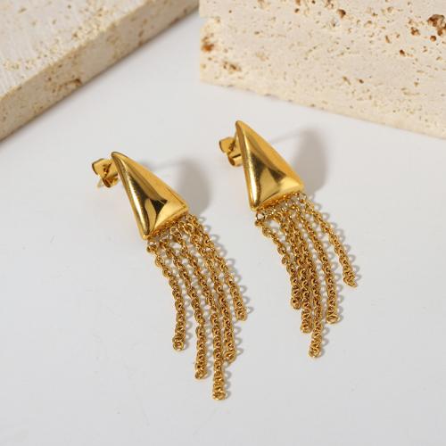 Fashion Fringe Earrings, 304 Stainless Steel, 18K gold plated, fashion jewelry & for woman, golden 